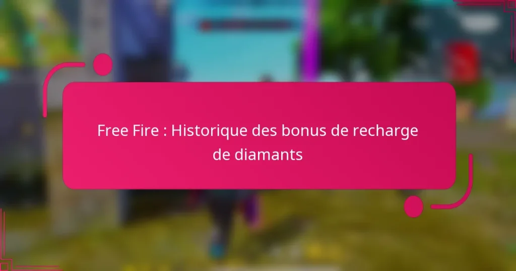 Free Fire : Historique des bonus de recharge de diamants