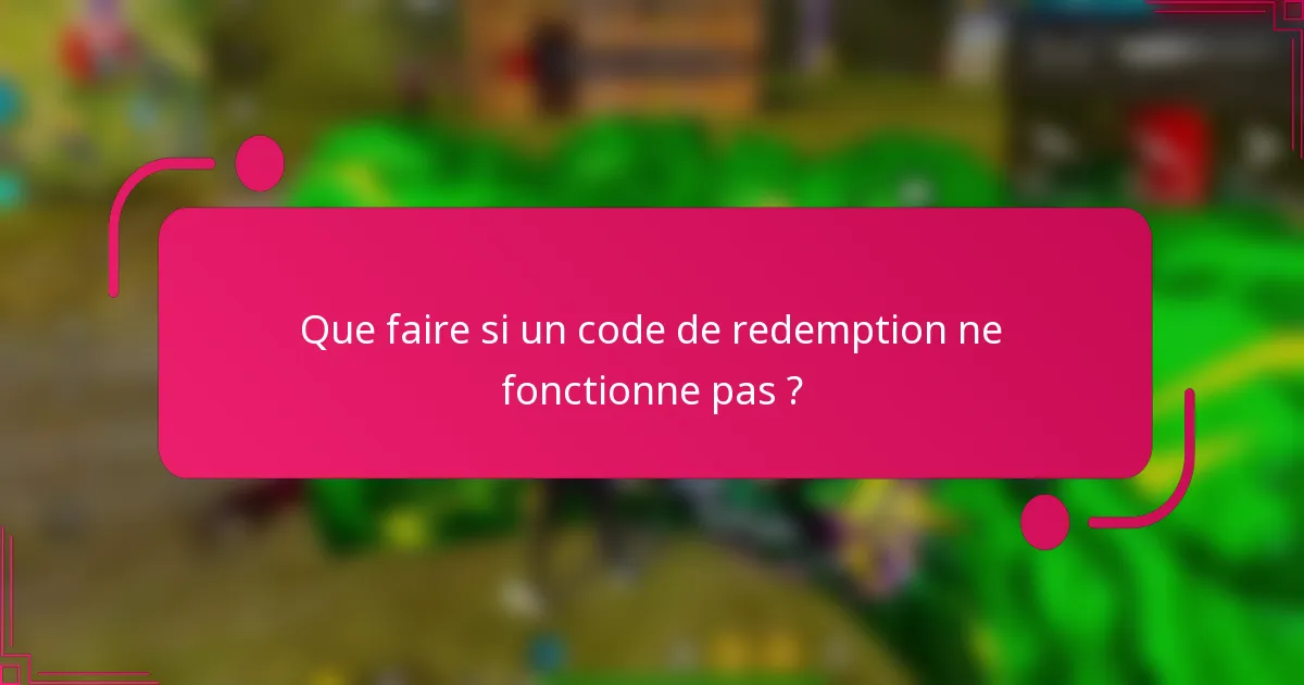 Que faire si un code de redemption ne fonctionne pas ?