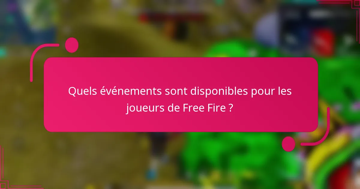 Quels événements sont disponibles pour les joueurs de Free Fire ?